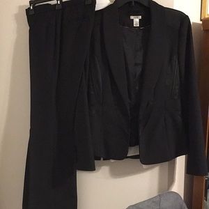 Cache’ 3 piece tuxedo black suit size 4 skirt and pants, size 8 jacket